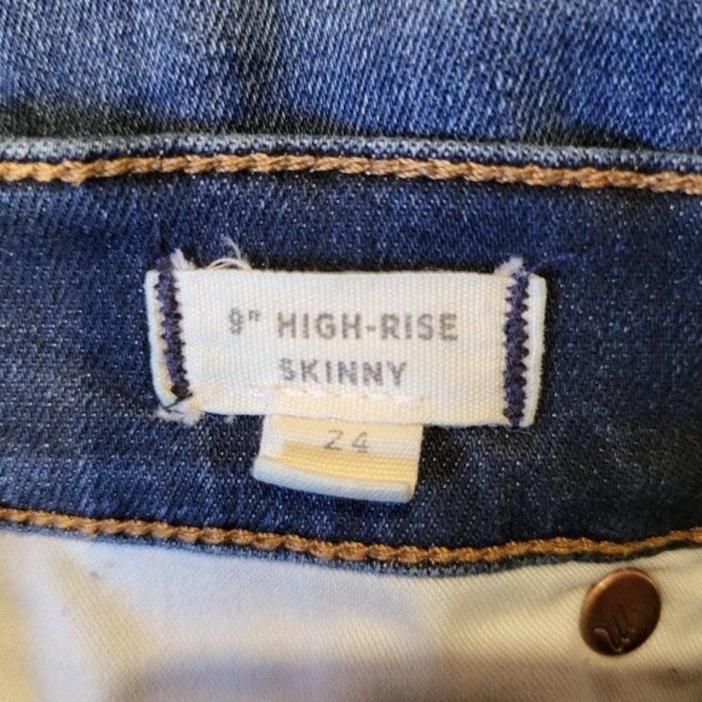 Madewell 9" inch High Rise Skinny Dark Blue Denim Jeans, Size 24, GUC - Picture 6 of 9